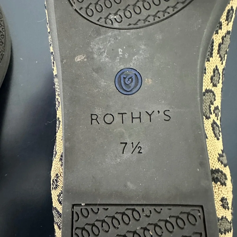 Rothy's The Flat Spotted Leopard Round Toe Ballet Flats Women's 7.5 Animal Print